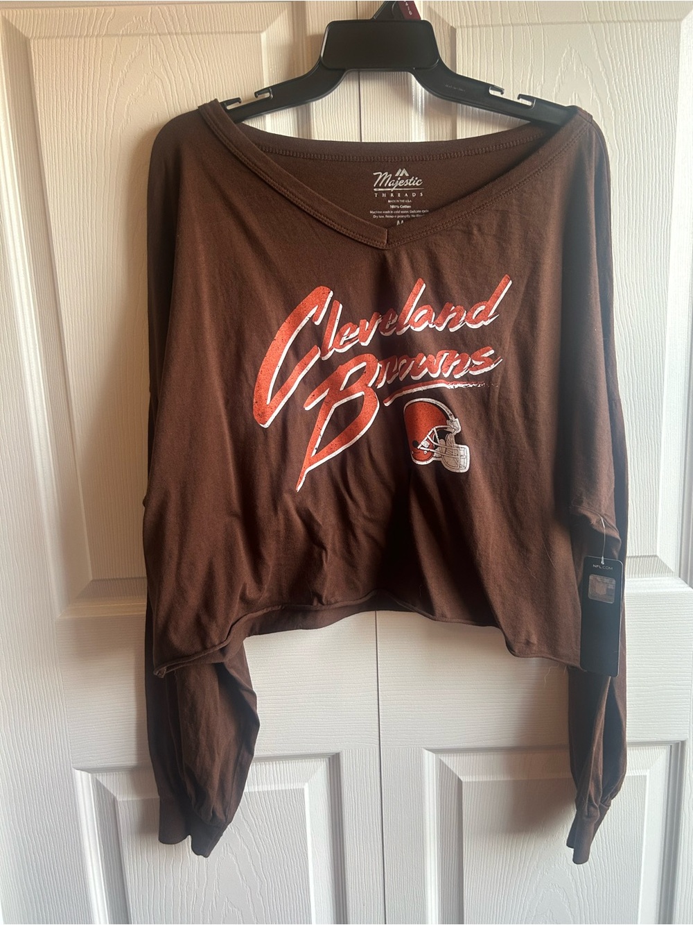 Cleveland Browns Shedeur Sanders #12 Cropped Long Sleeve Tee NWT | Size M